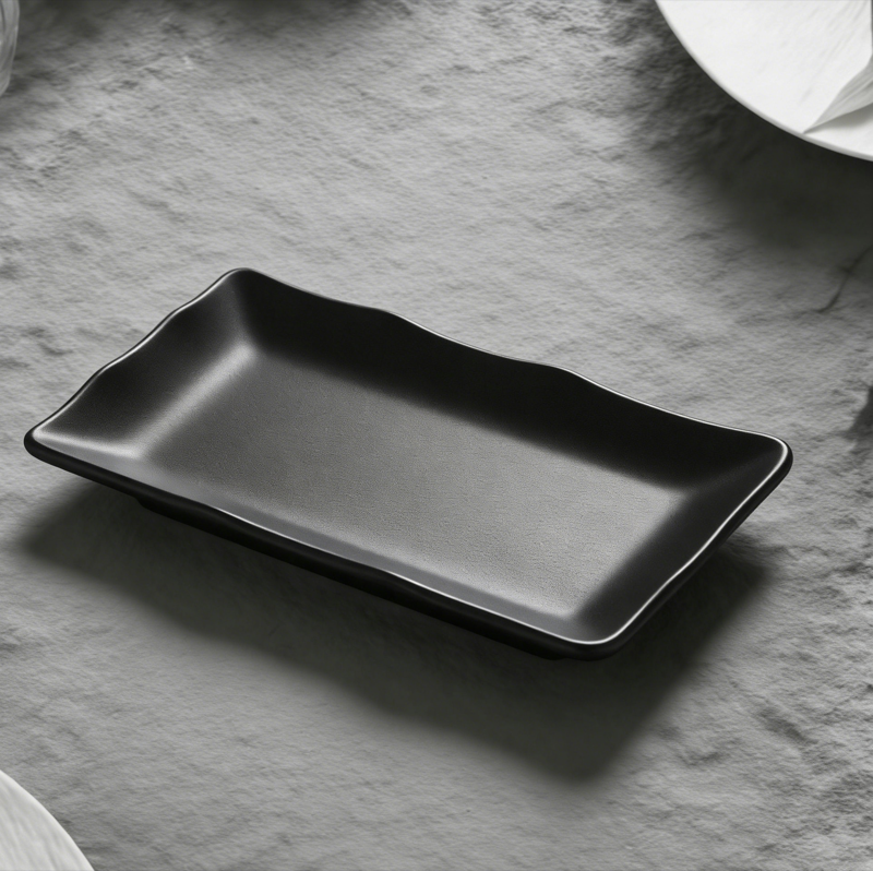 Black Rectangle Salad Plate